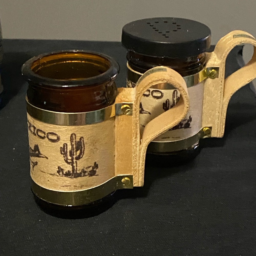 New Mexico Souvenir Salt and Pepper Shakers Amber Glass